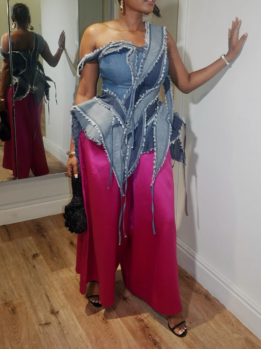 Irregular Design Denim Top