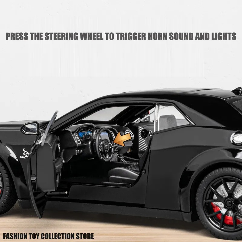 Challenger Hellcat Toy Car Die Cast Metel Cars Toy Pull Back Hellcat Model Cars with Sound and Light Hellc for Kids