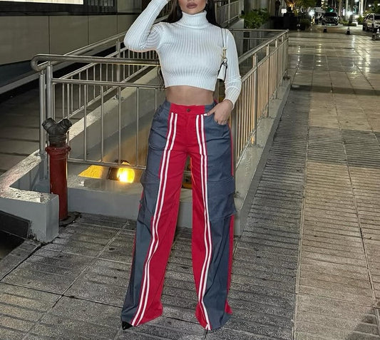 Fashionable colorblock casual pants