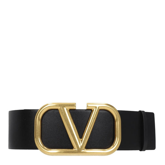 Large V Letter Buckle Genuine Leather Belt
