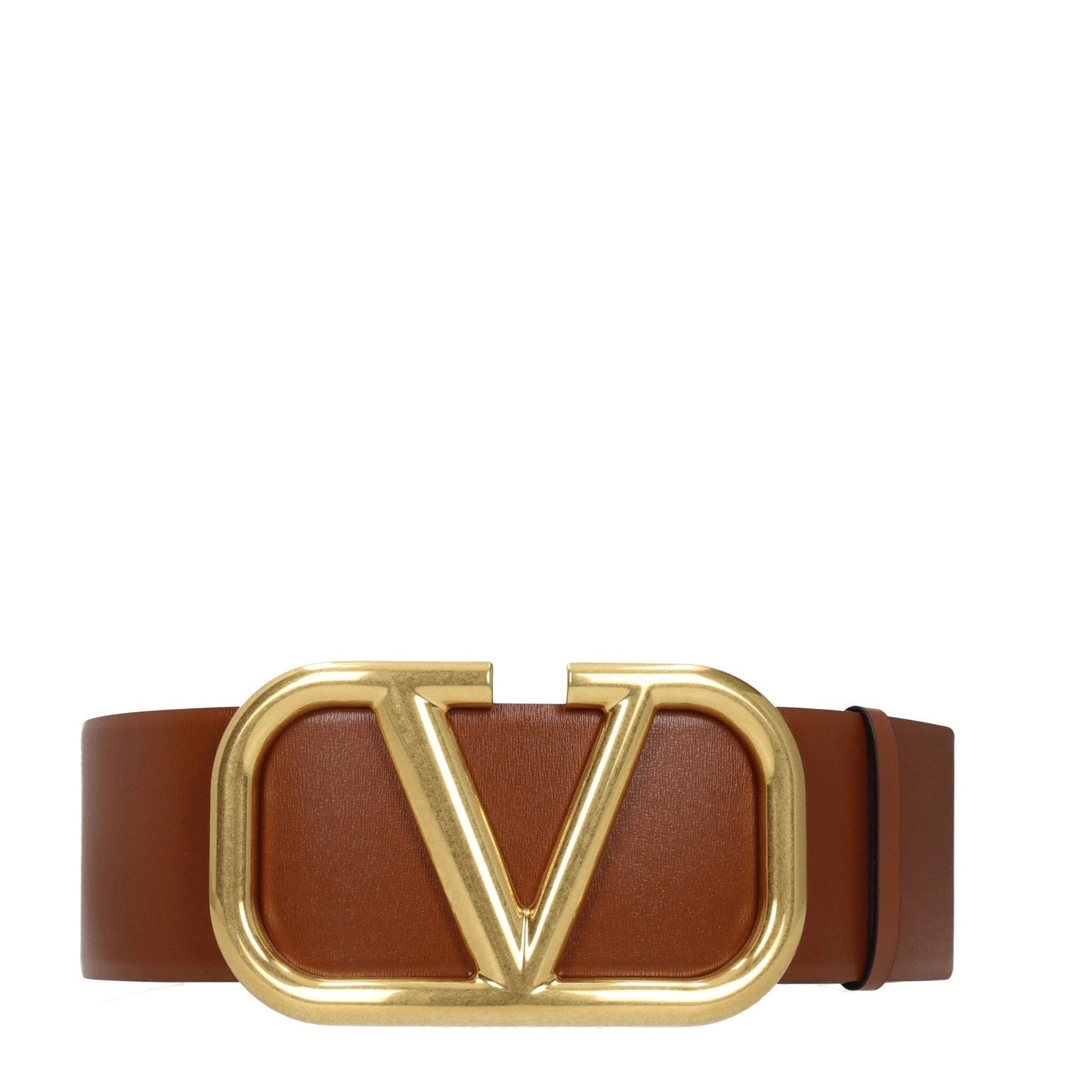 Large V Letter Buckle Genuine Leather Belt