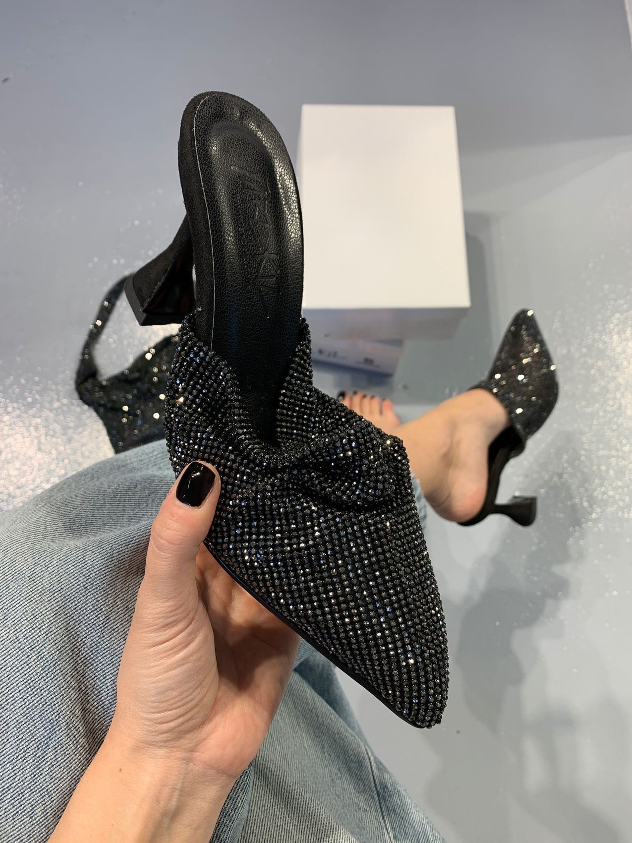 Moroccan rhinestone slippers