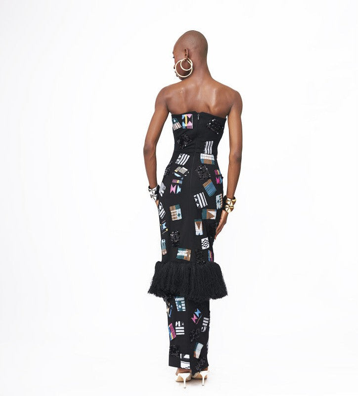 Adora patchwork fringe dress