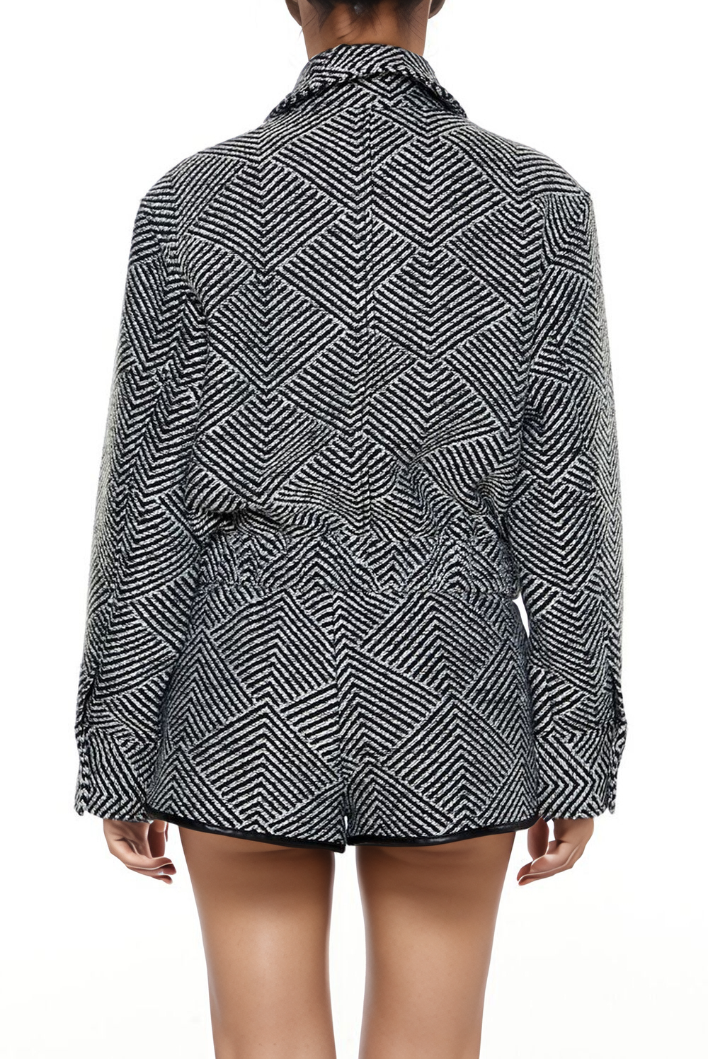 Herringbone Pocket Jacket Shorts Two-Piece Set