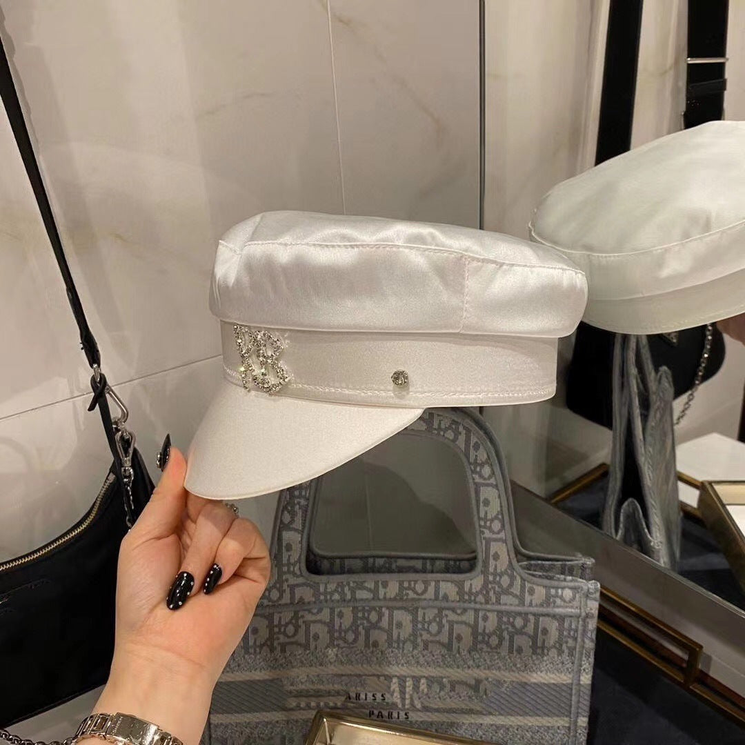 Trendy rhinestone RB navy cap