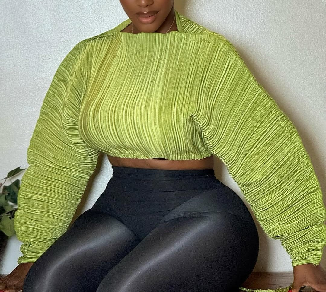 Tilda Shell Pleated Crop Tops