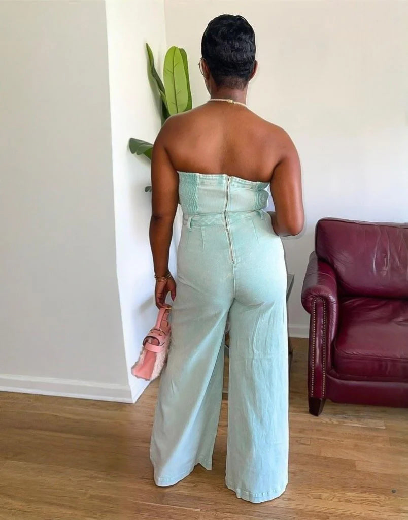 Wide Leg Bustier Top Jumpsuit