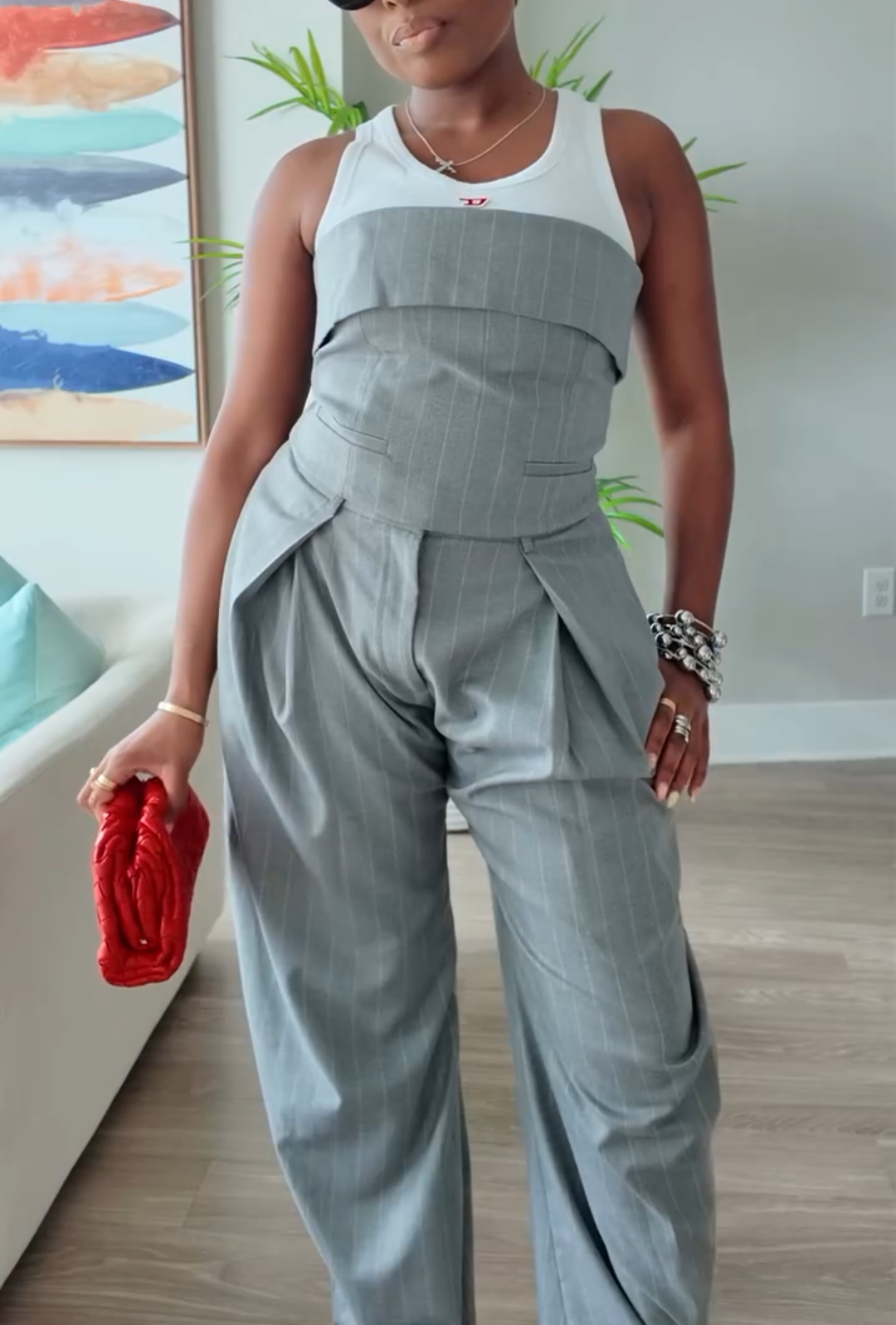 Unique suit tube top and trousers two-piece set
