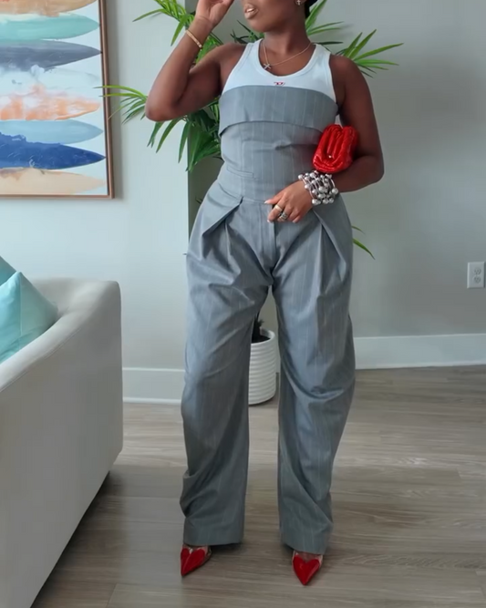 Unique suit tube top and trousers two-piece set