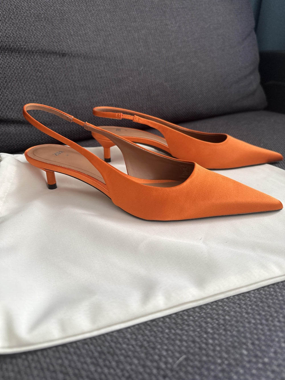 Fabric slingback pumps with small heel