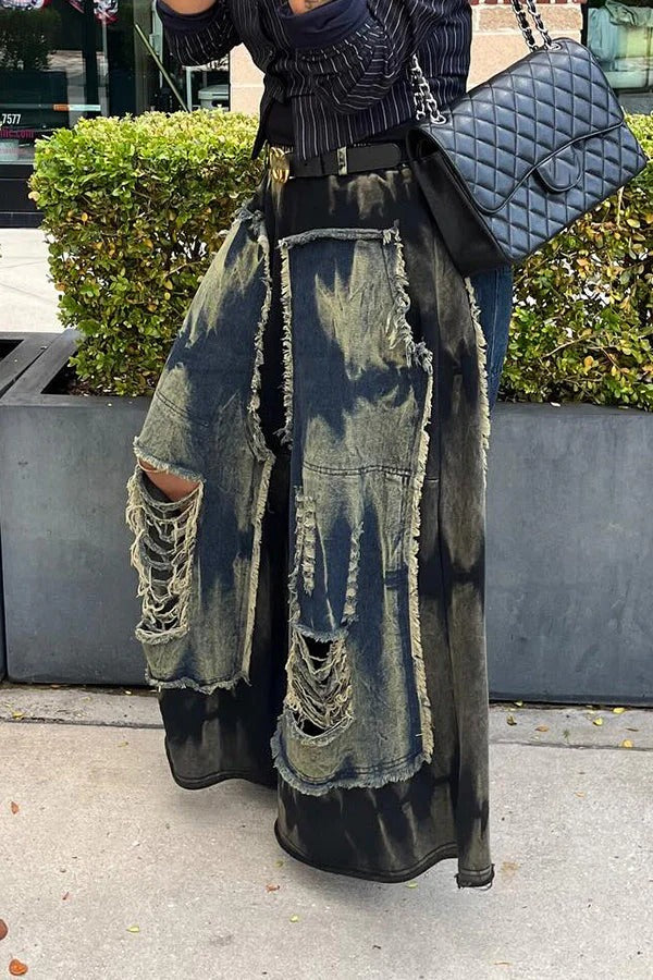 Retro Denim Wide-leg Pants