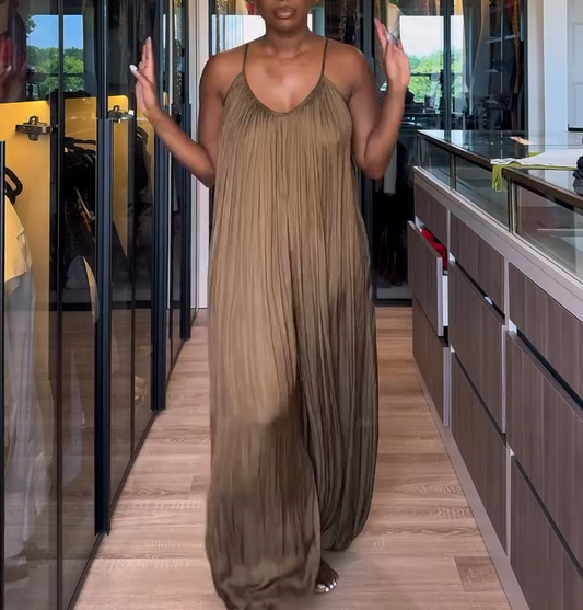 Long Pleated Junmpsuit