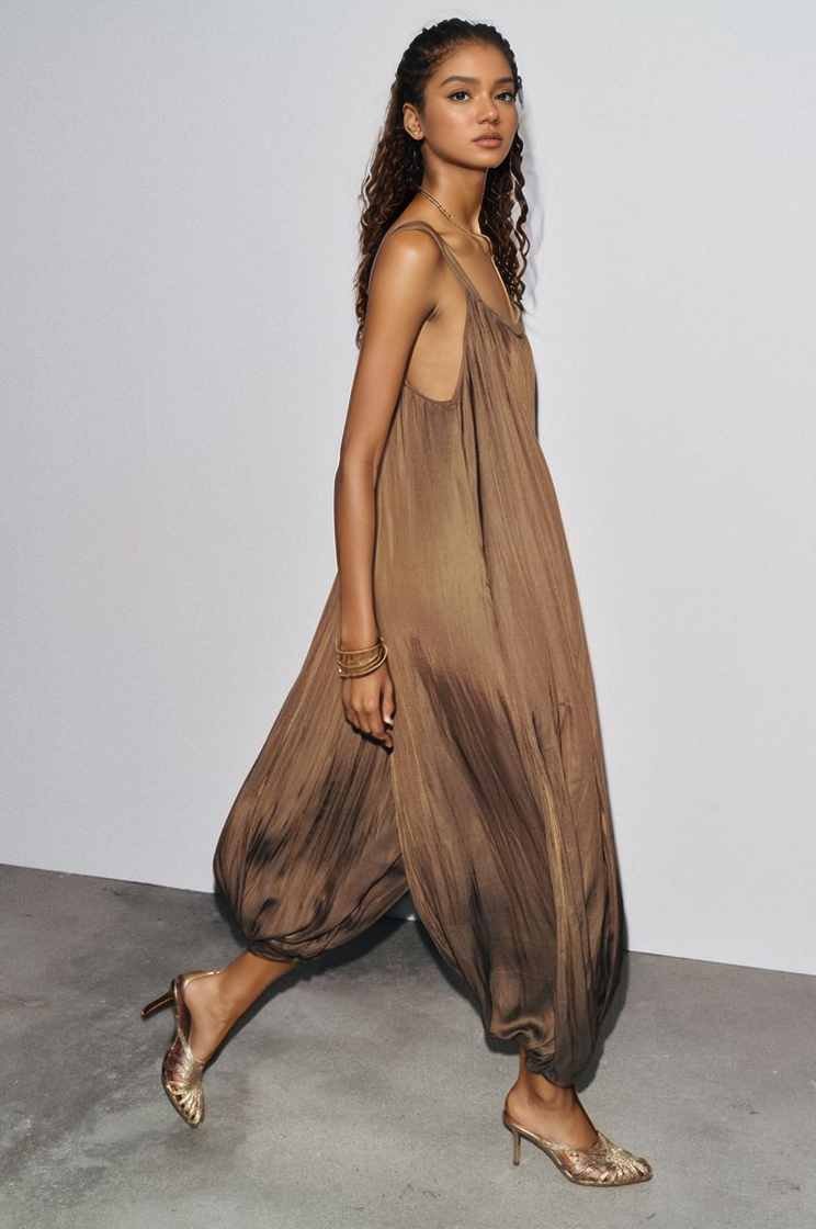 Long Pleated Junmpsuit