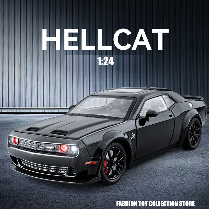 Challenger Hellcat Toy Car Die Cast Metel Cars Toy Pull Back Hellcat Model Cars with Sound and Light Hellc for Kids