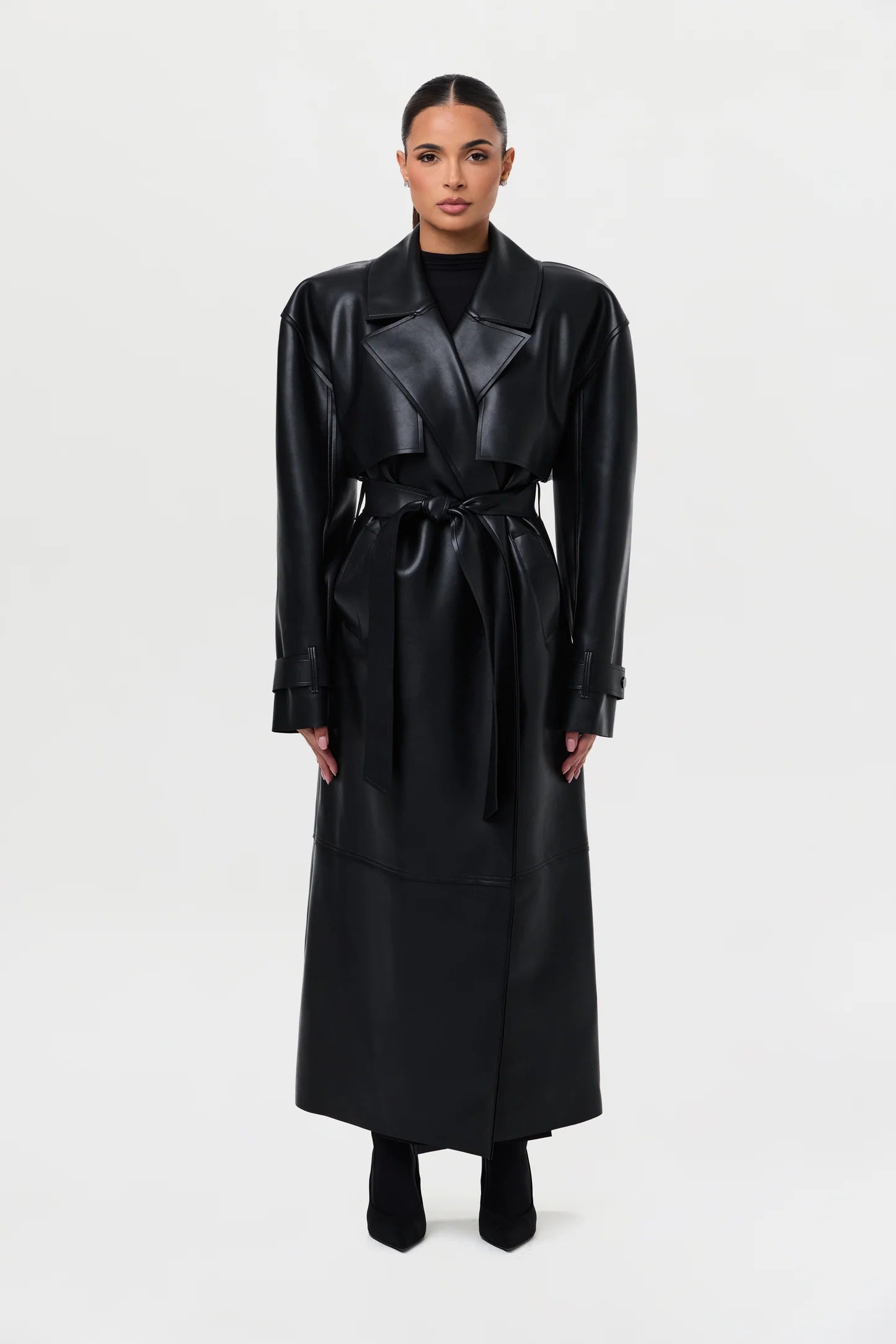 Vegan Leather Trench Coat