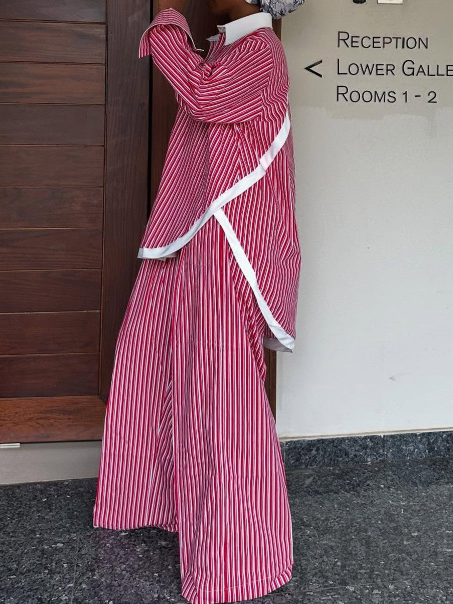 Casual Striped Shirt Suit