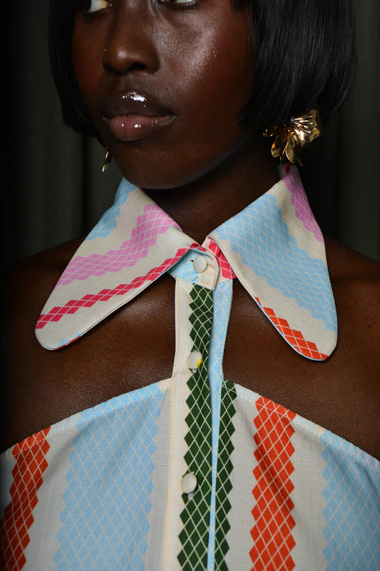 Elegant Shirt Dress Contrasting Color Light Luxury