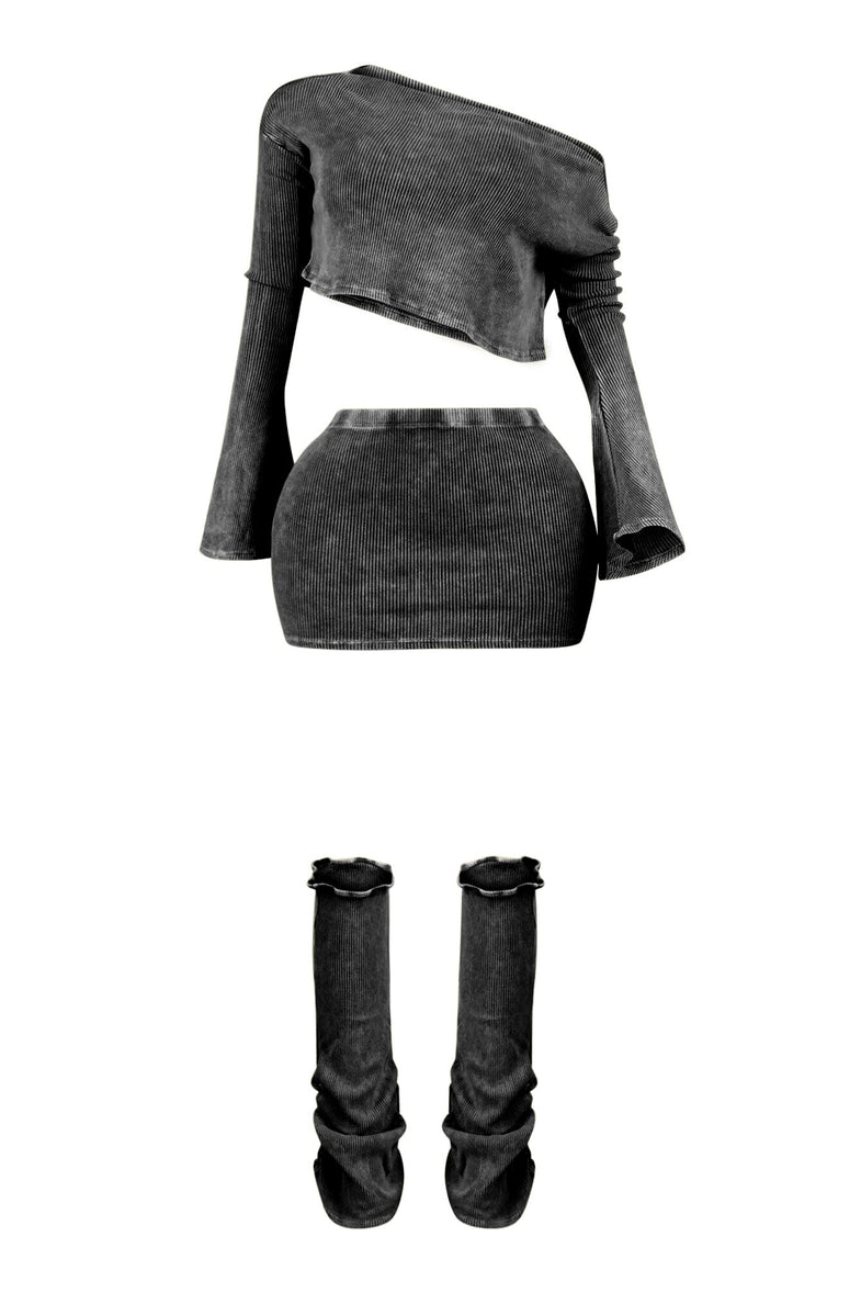 Autumn Green One-shoulder Three-piece Suit