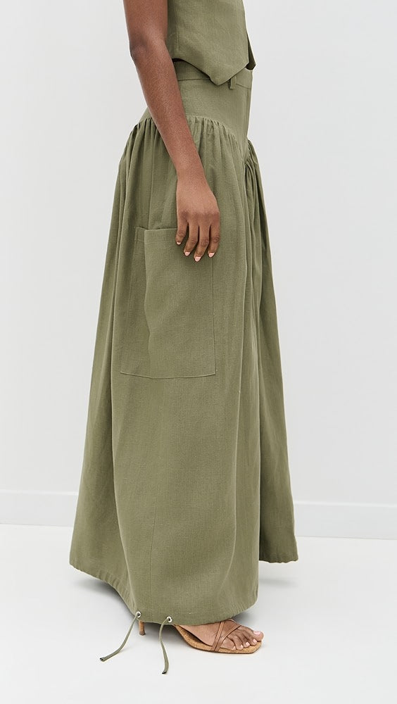 Green Loose And Comfortable Flower Bud Pants