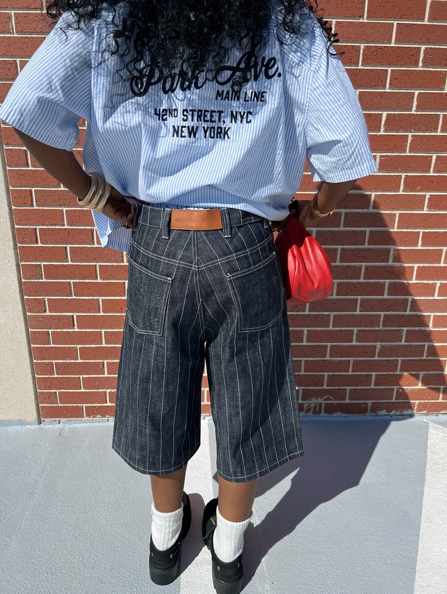 Vintage Striped Denim Shorts