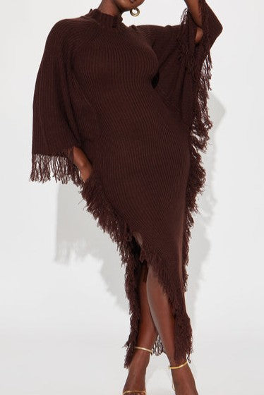 Knitted Batwing Sleeve Dress