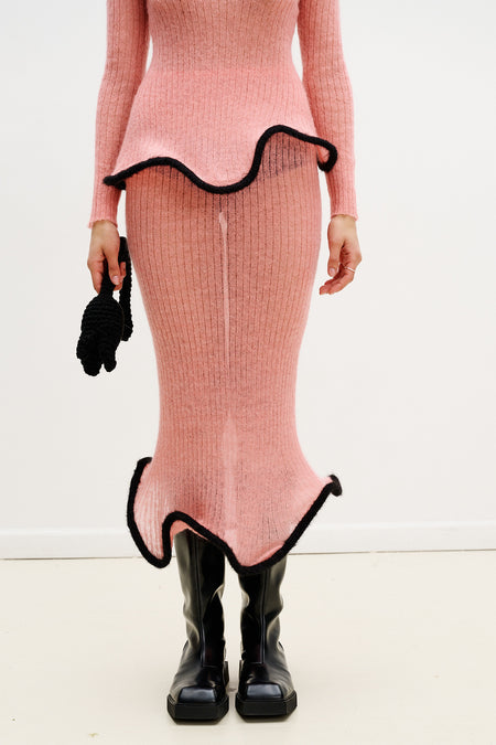 Black Knitted Skirt Suit