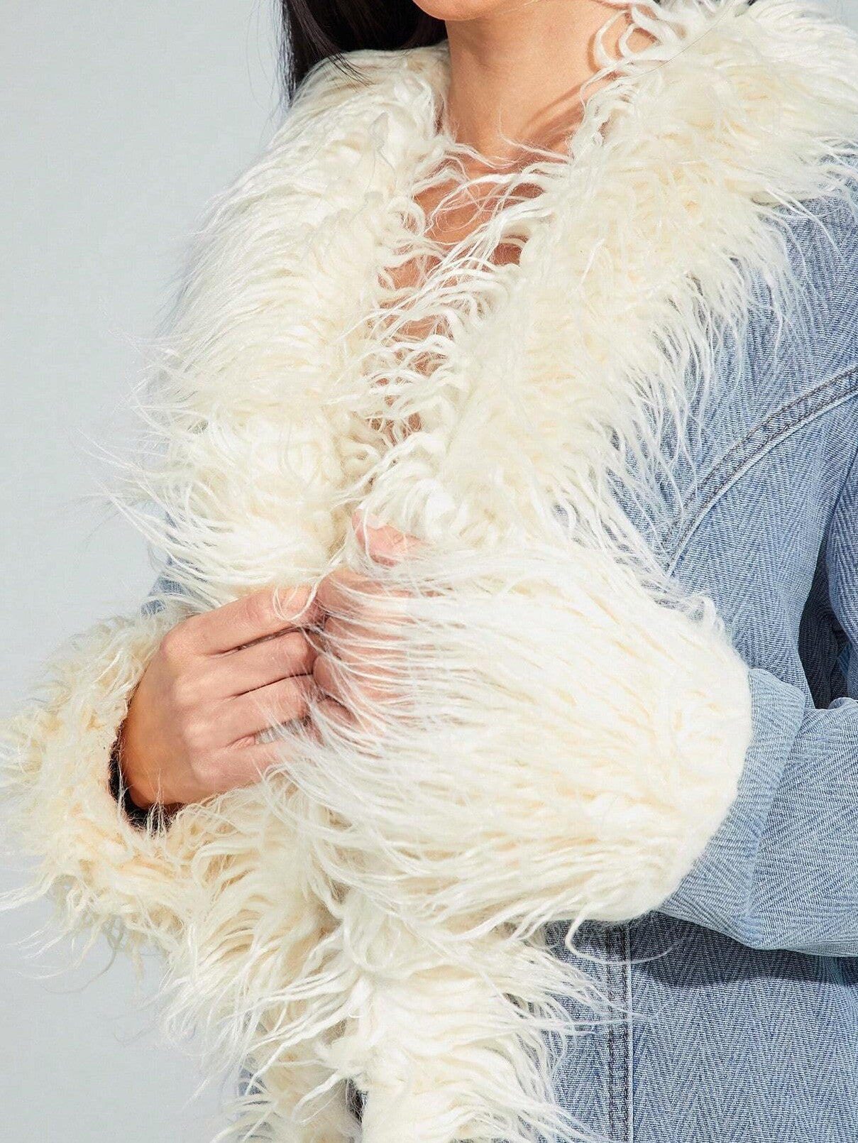 Vintage Furry Trim Denim Jacket