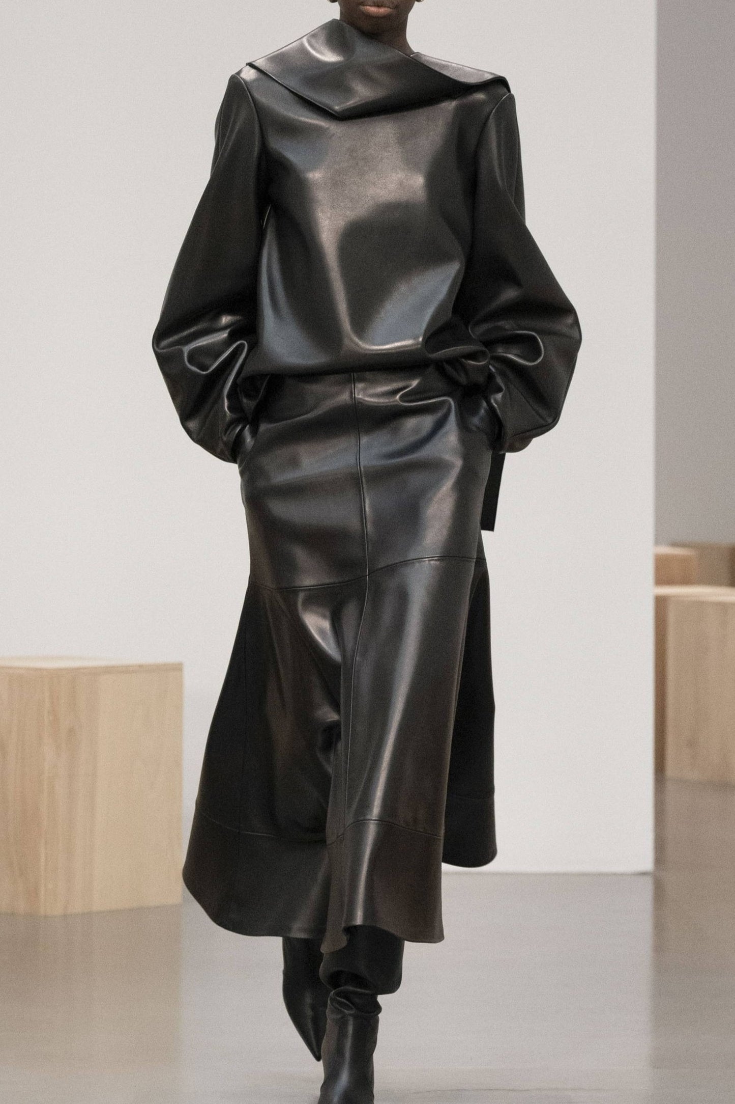 Luxury Leather Jumpsuit Niche Designer