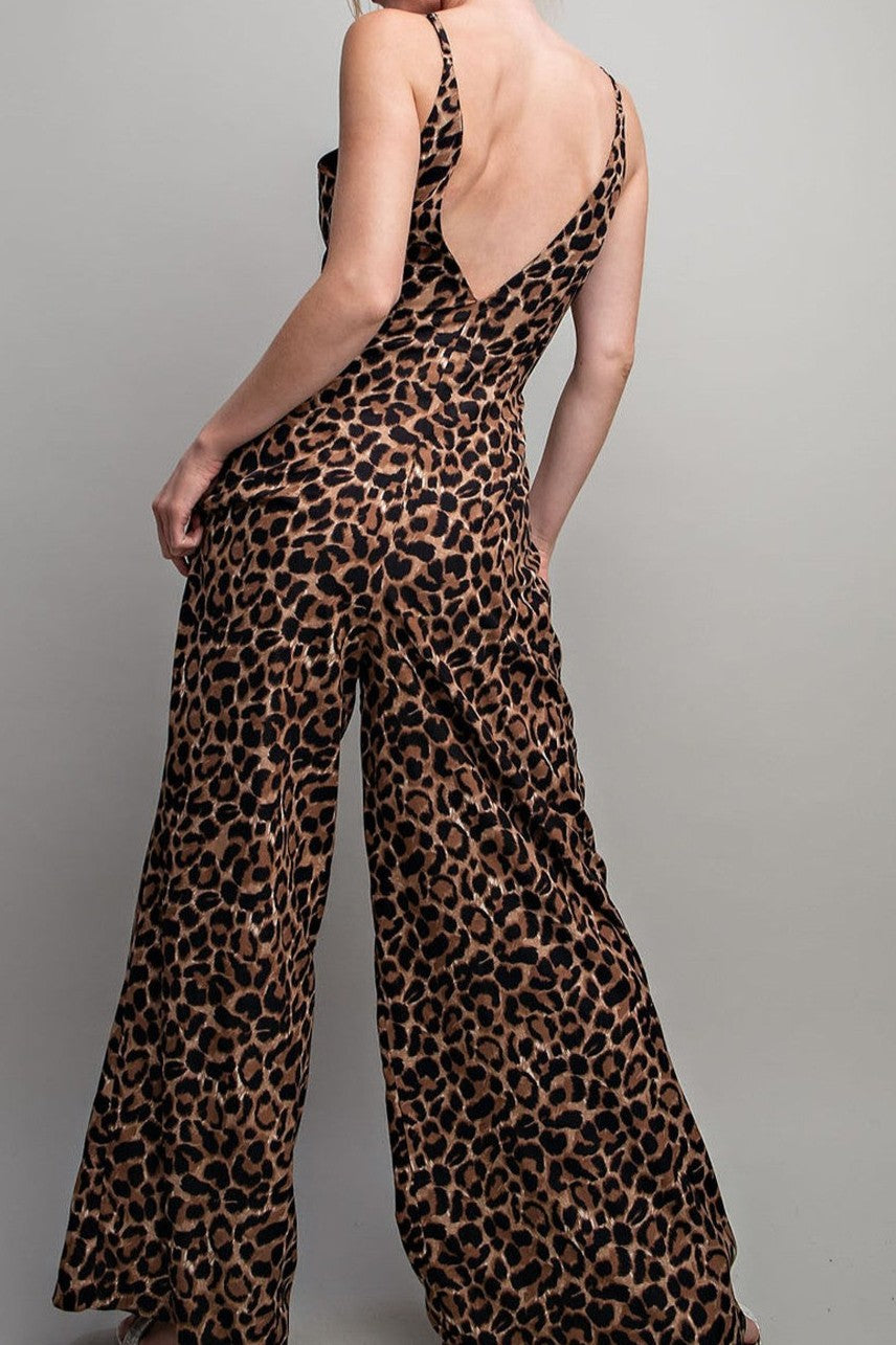 Leopard Print Wide-leg Bodysuit