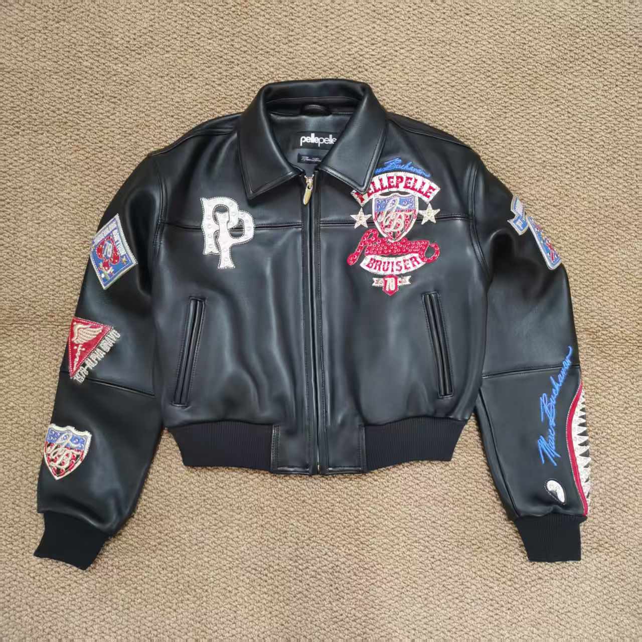 Vintage Embroidered Exquisite Leather Jacket