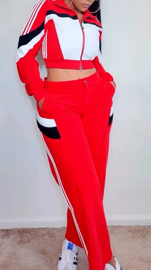 Niche Red Sports Suit Motorcycle Style