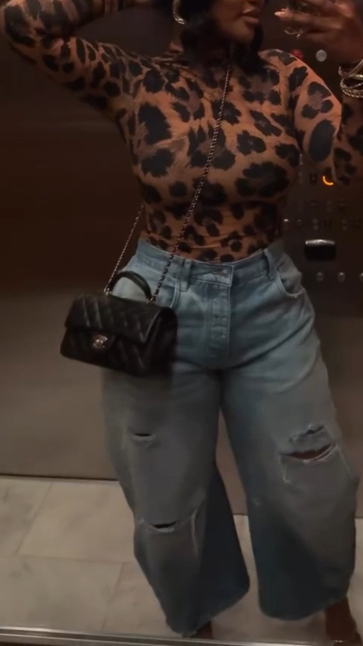 Leopard Print Elastic Top