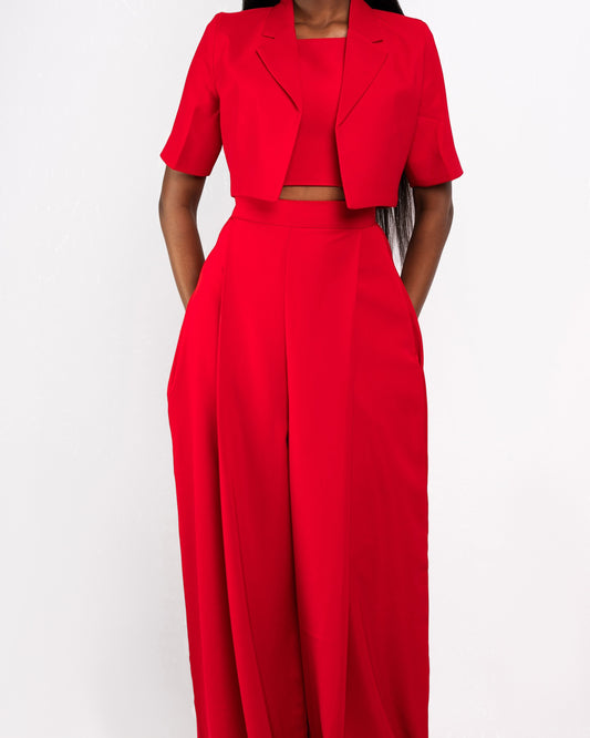 Light Luxury Red Three-piece Suit