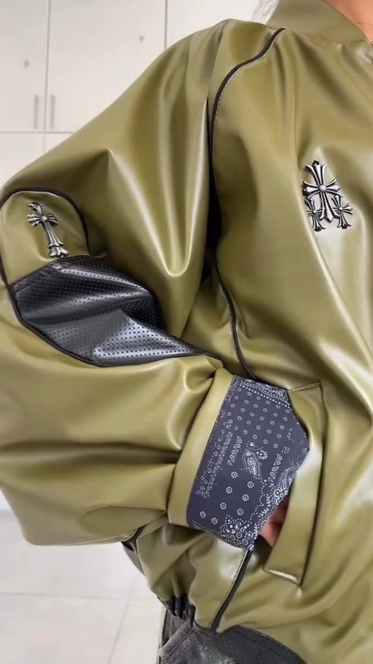 Vintage Green Leather Jacket