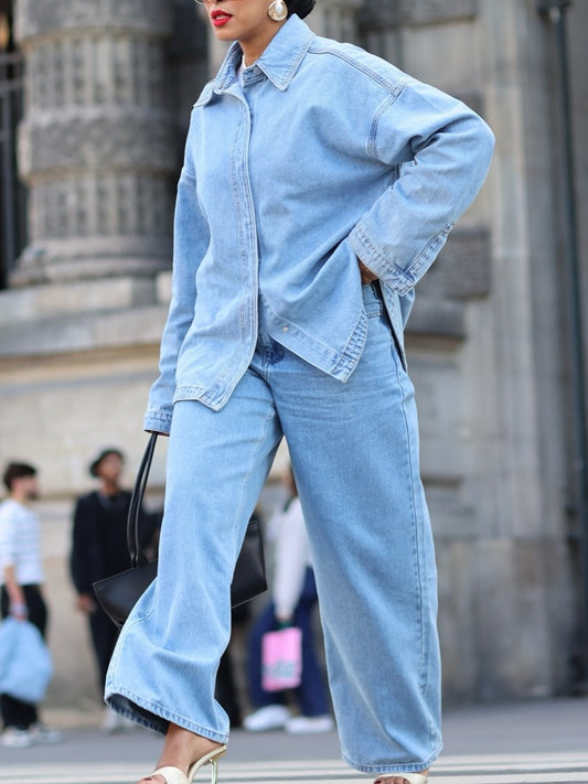 Light Blue Denim Suit Casual