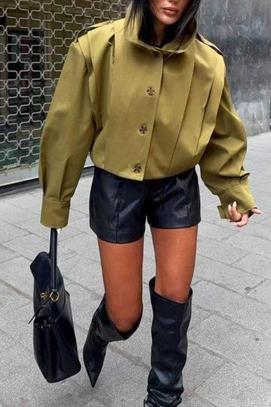 Olive Irregular Loose Coat