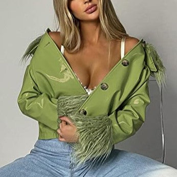 Patent Leather And Fur Coat