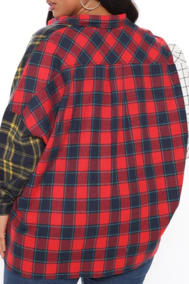 Plaid Patchwork Shirt Jacket