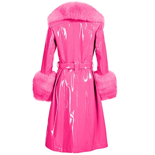 Glow Leather Fur Collar Coat