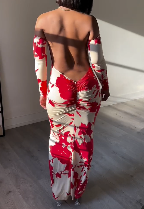 The Red Floral Sexy Dress