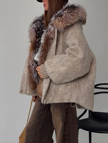 Grey Woolen Hat Jacket