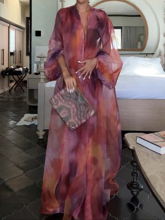 Elegant Printed Cardigan Robe