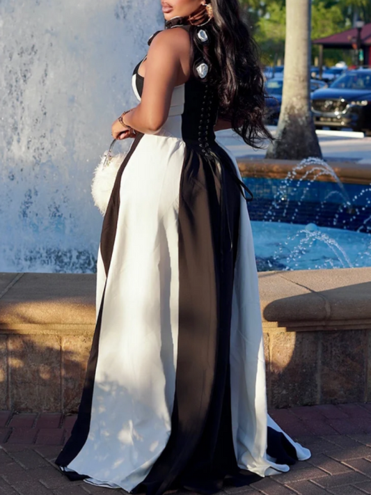 Black And White Striped Slip Dress