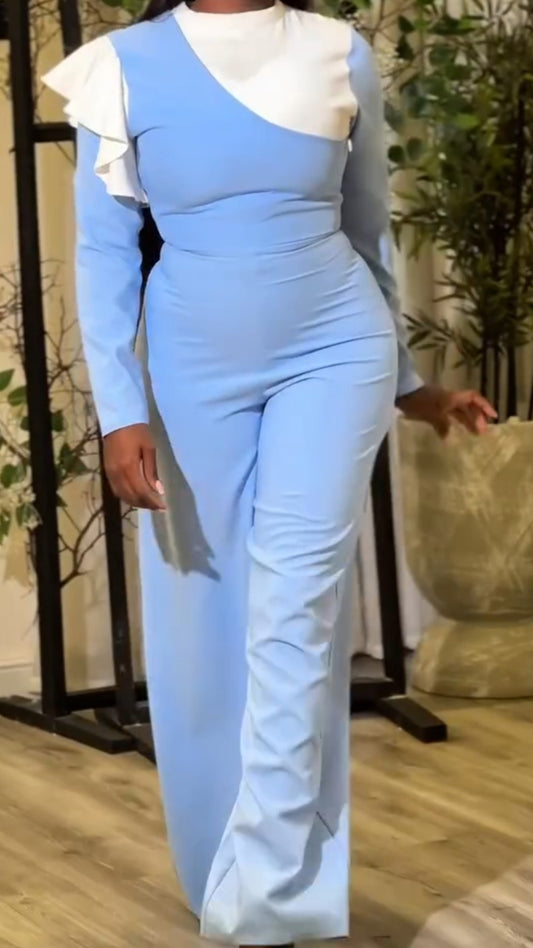 Blue Lace Jumpsuit Autumn New