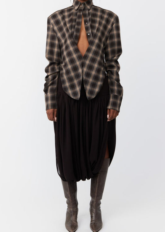 Plaid Shirt With Waist Design