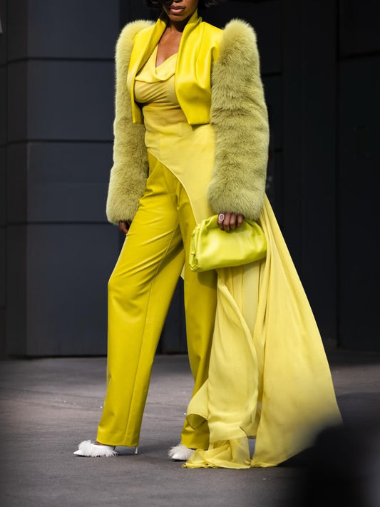 Fluorescent Short Fur High Waist