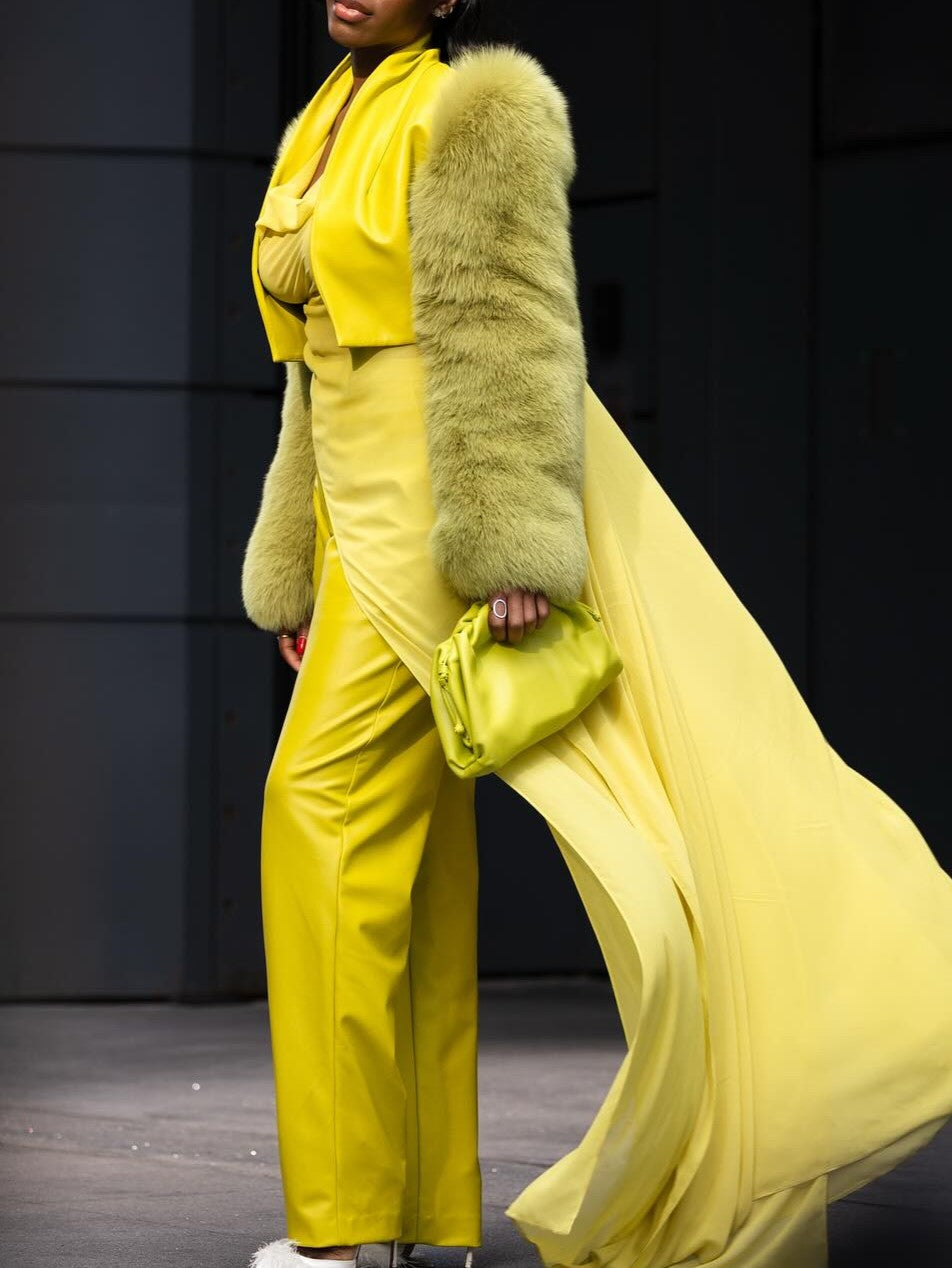 Fluorescent Short Fur High Waist