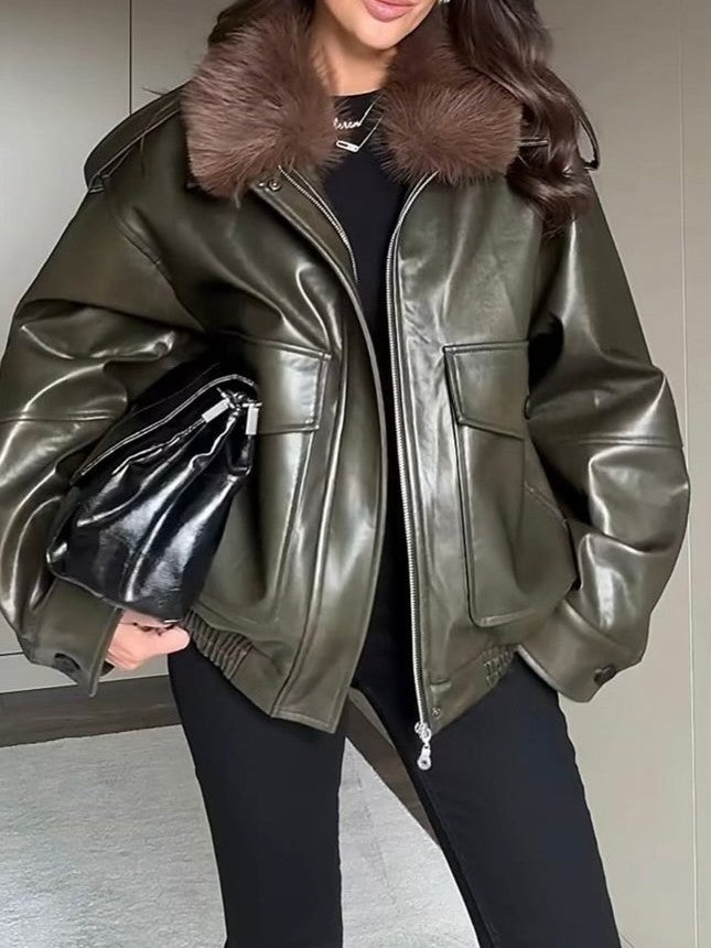 Fur-lined Leather Coat