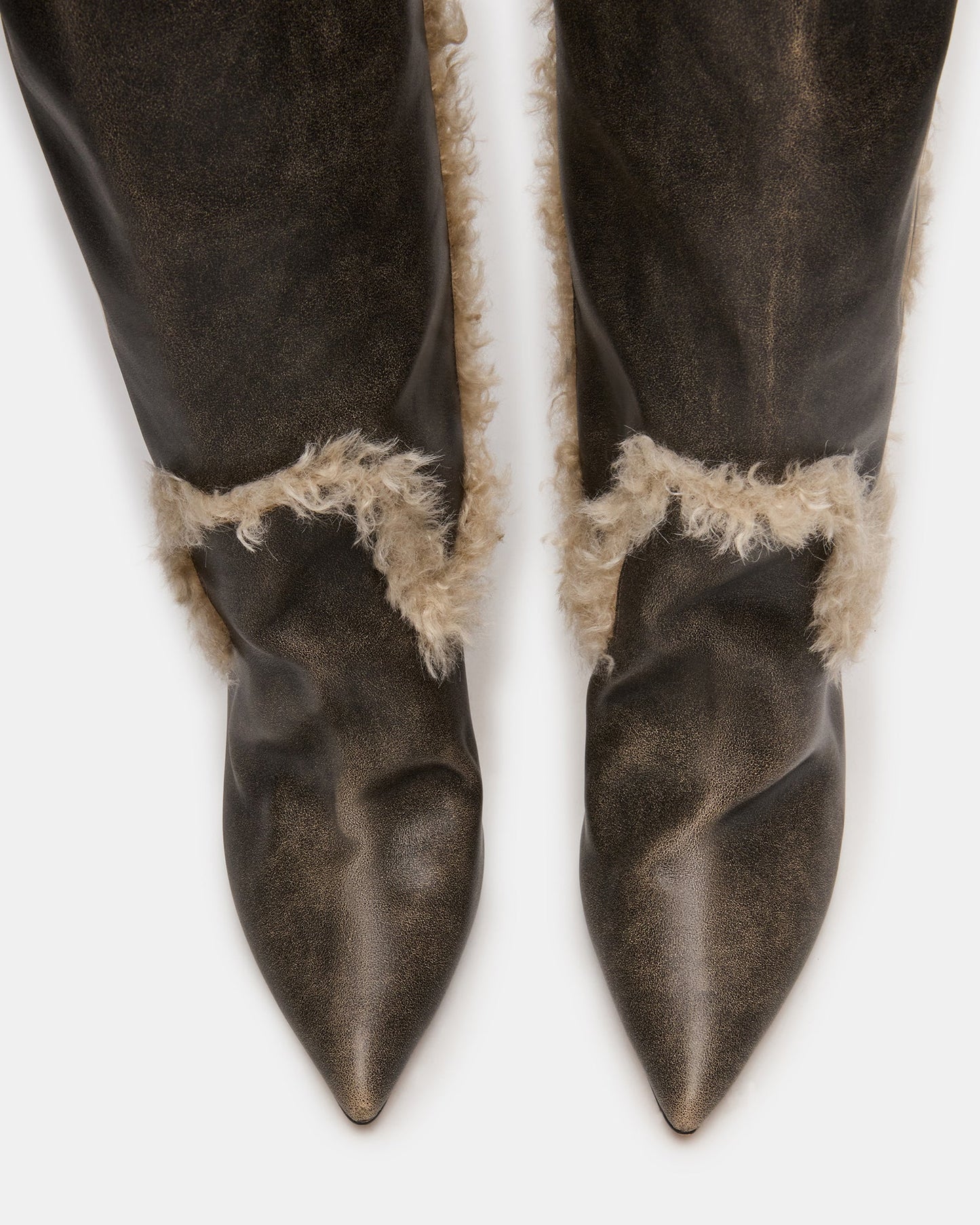 Brown Distressed Faux Fur Boots(Free shipping)