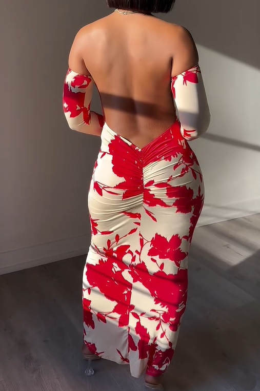 The Red Floral Sexy Dress
